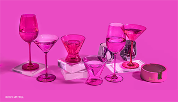 hot pink cocktail and wine glasses