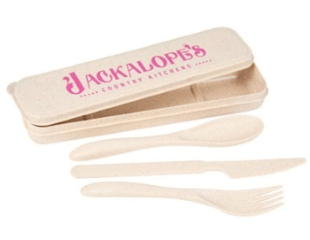 custom printed bamboo cutlery set