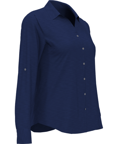 ladies office wear button-down shirt navy blue