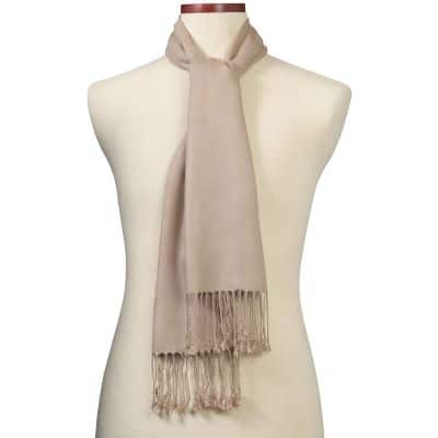 bamboo scarf muffler with fringe neutral camel beige