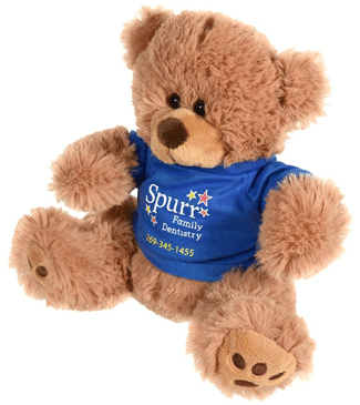 Plush Bear With Embroidered Paws & Printed Blue T-Shirt