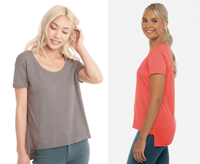 women's Next Level Apparel scoop neck drop tail tee