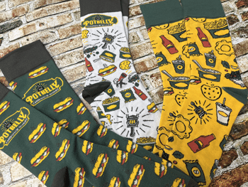 custom socks for Potbelly restaurants