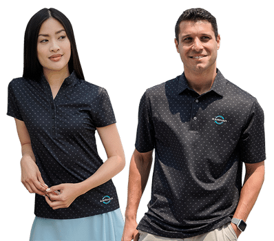 Greg Norman polo shirts - spinner print on black